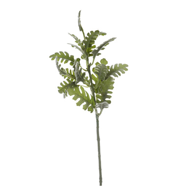 SMALL FLOCKED LEAVES 46CM GREY